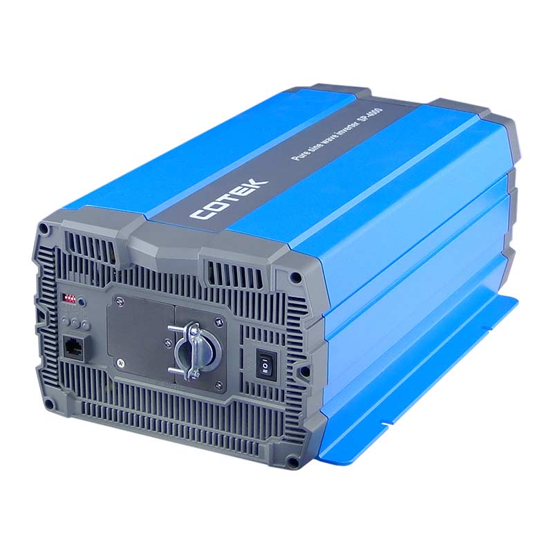 Angled Front View Cotek SP4000 24VDC To 110/115/220VAC, UL Certified, Hardwire Output, (4000W) Pure Sine Wave Inverter