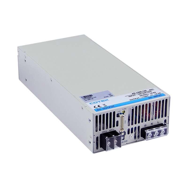 Angled Front View Cotek AE-1500, DC Output Voltage from 12VDC tp 120VDC, (1500W) Switching Power Mode Supply